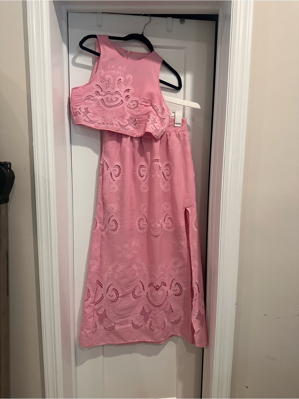 Pink Embroidered Two-Piece Formal Dress Set